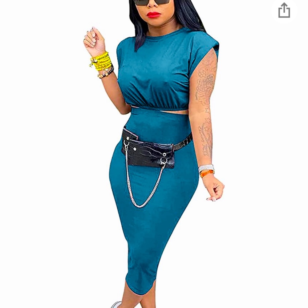 2 Piece Skirt Set w/Crop Top